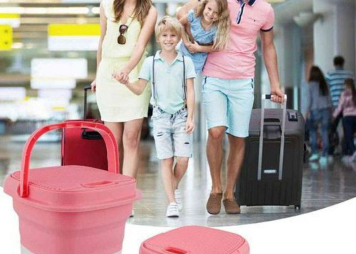 Image annonce: Mini Machine à Laver Pliante Portable – Idéale pour Voyage et Camping, Couleur Rose ألة الغسيل المحمولة و القابلة للطي