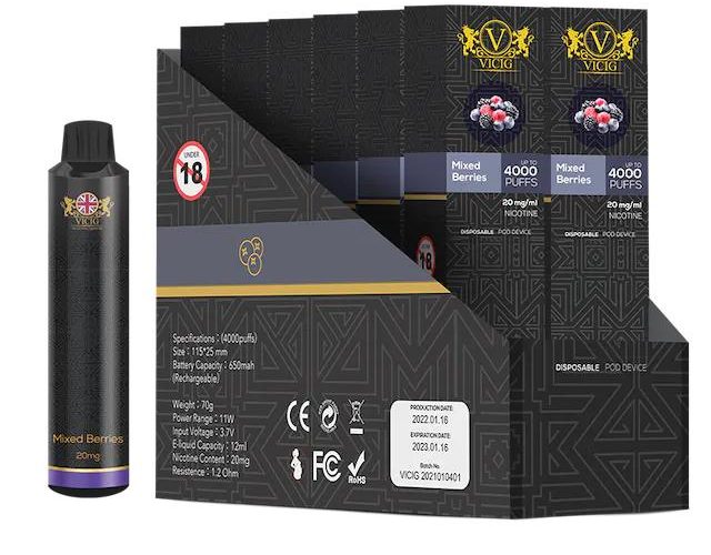 Image annonce: Vicig (MIX BERRIES 20mg/50mg) Disposable Vape Device 4000 Puffs
