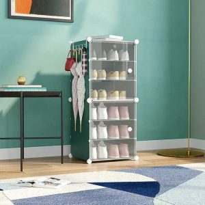 Annonce 6-Tier  Plastic Shoe Rack  JL 01_ 6L   رف الأحذية من البلاستيك ذو 6 طبقات و3أبواب  احفظ أحذيتك