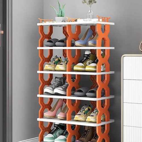 Annonce: Étagère à chaussures en plastique à 6 niveaux pour la maison avec roulettes