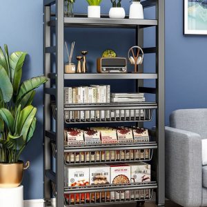 Annonce Mir de rangement multicouche pour cuisine, four au sol, chariot à micro-ondes, pot T1, chariot à fruits mobile, panier de rangement pour chariot de cuisine T1