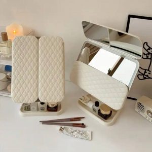 Annonce Mirror de maquillage à trois volets avec lumières LED , dortoir en spanMirror Beauty , allumez votre lumière de remplissage