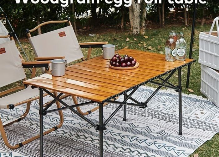 Image annonce: Table de camping pliable en aluminium, table de jardin compacte avec sac de transport pour pique-nique, camping, barbecue, fête (noir)