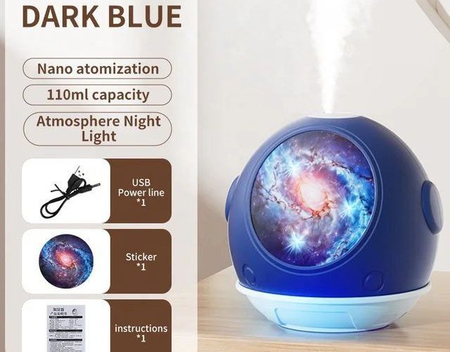 Image annonce: Mini petit humidificateur portable alimenté par USB, brume silencieuse, ciel étoilé, lumière d’ambiance, parfait pour la chambre, le bureau et la voiture