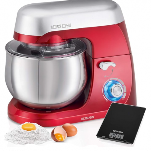 Annonce: Bomann KM 6009 CB Robot mixer pâtissier 5 litres vitesse réglable électronique 1000 W rouge + balance cuisine