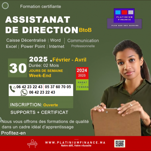 Annonce: FORMATION OPERATIONNELLE -ASSISTANTE DE DIRECTION BtoB