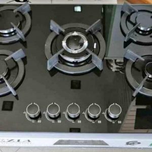 Annonce Venezia Plaque de cuisson 5 feux à gaz électrique 90x50 - En verre trempe - Noir