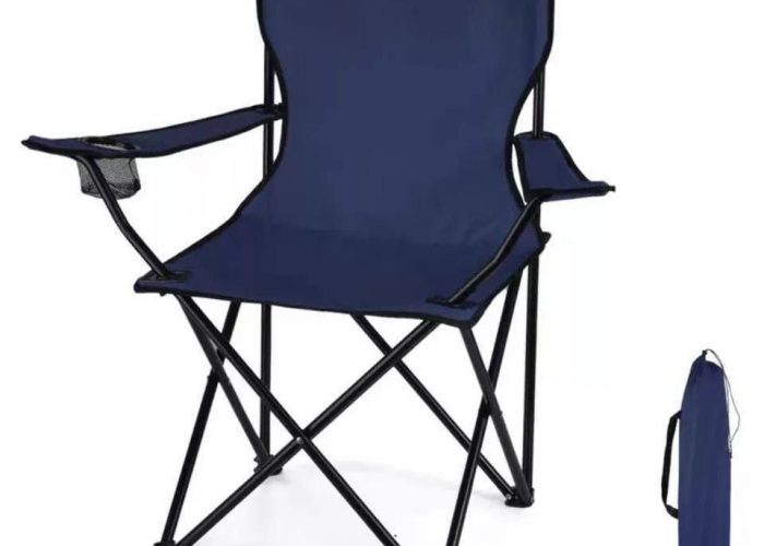 Image annonce: Chaise de camping Siège de plage Fauteuil Munie d’un porte-gobelet Bleu