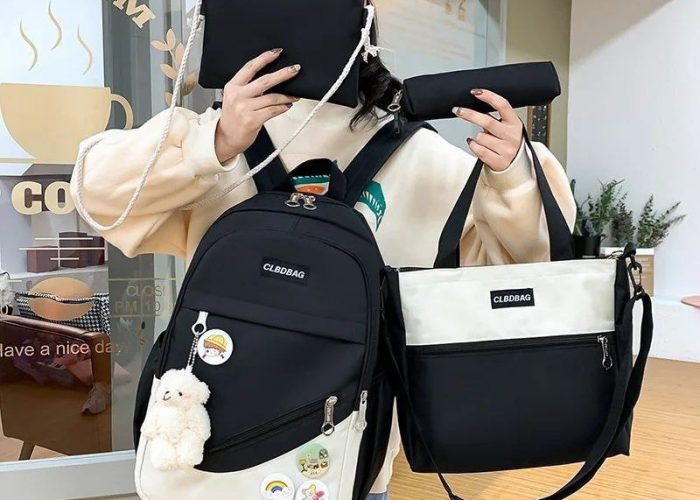 Image annonce: Sac à dos 4 en 1 de grande capacité pour femmes, sac d’école Design tendance pour filles