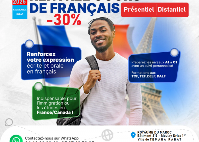 Image annonce: Rentrée 2025-2026-Cours de Français Langue Étrangère (FLE) – France – Canada