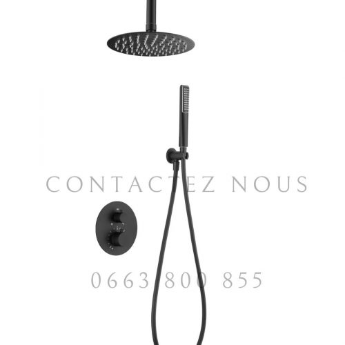 Annonce: Douche Thermostatique Encastrée Noir Mat – Pommeau Plafond