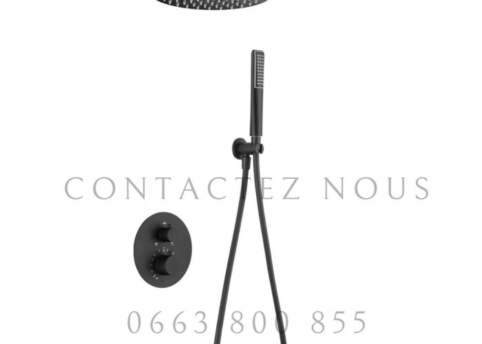 Image annonce: Douche Thermostatique Encastrée Noir Mat – Pommeau Plafond
