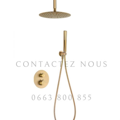 Annonce: Douche Thermostatique Encastrée – Or Brossé avec Douche Plafond
