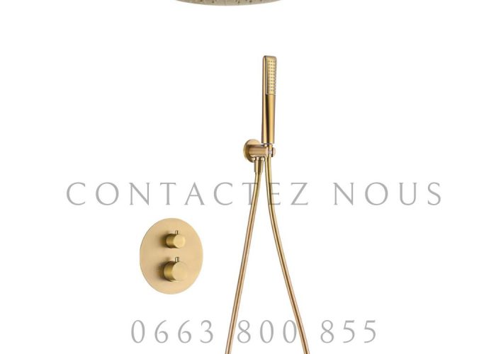 Image annonce: Douche Thermostatique Encastrée – Or Brossé avec Douche Plafond