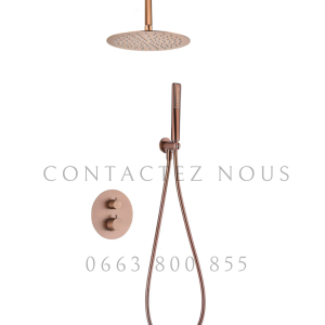Annonce Douche Thermostatique Encastrée – Or Rose Brossé avec Pommeau Plafond