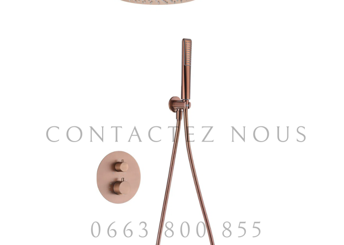 Image annonce: Douche Thermostatique Encastrée – Or Rose Brossé avec Pommeau Plafond
