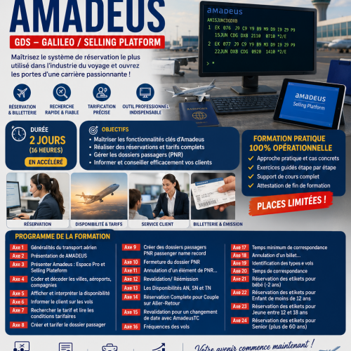 Annonce: Formation opérationnelle AMADEUS GDS – Niveau Métier