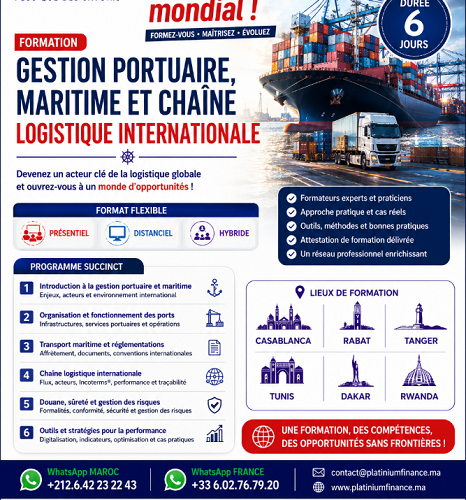 Annonce: GESTION PORTUAIRE- DOUANES-TRANSIT-DECLARANT EN DOUANE-GESTION MARITIME-CHAÎNE LOGISTIQUE INTERNATIONALE